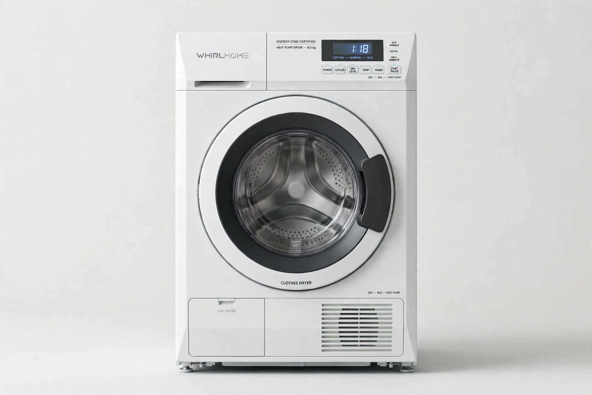 White front-load clothes dryer