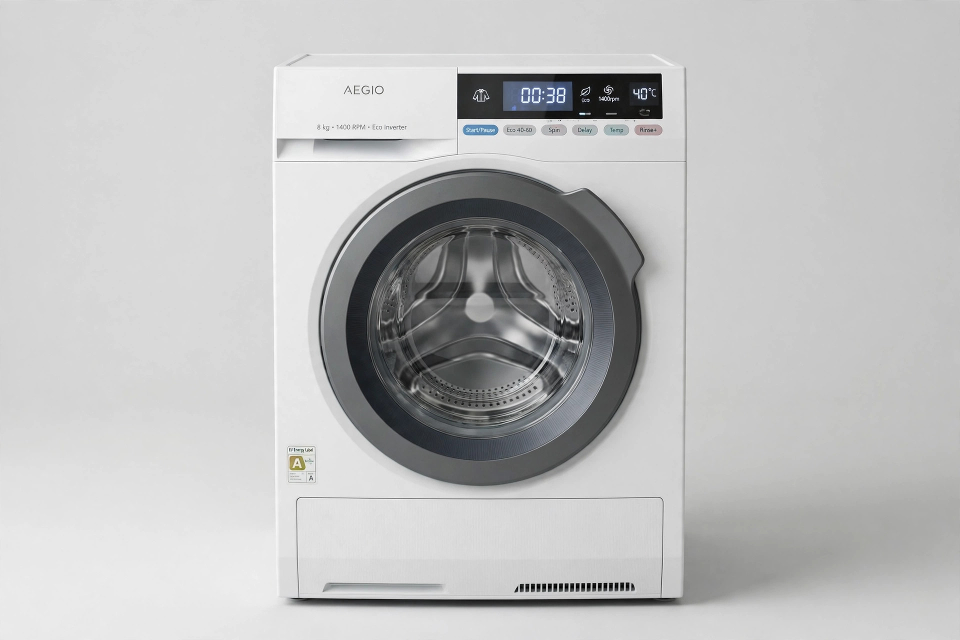 White front-load washing machine